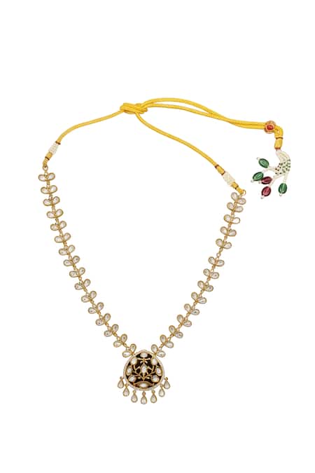 Buy_Minaki_Gold Plated Pearls, Stones Ruby Necklace And Earring Set _Online_at_Aza_Fashions