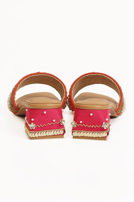 Buy_House Of Vitti India_Multi Color Pearls, Sequins, Embroidery, Stones Albeli Block Heels _Online_at_Aza_Fashions
