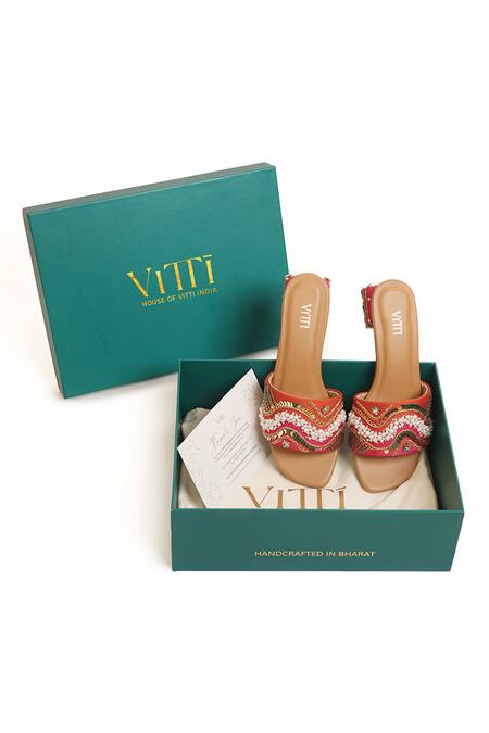 Shop_House Of Vitti India_Multi Color Pearls, Sequins, Embroidery, Stones Albeli Block Heels _Online_at_Aza_Fashions