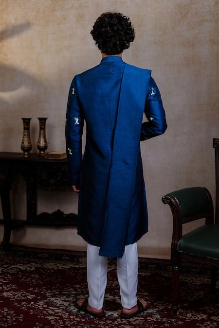 Hilo Design Neel Mayura Embroidered Kurta With Dupatta 