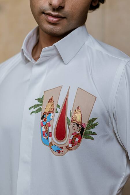 Buy_Hilo Design_White Cotton Embroidery Chitra Srinivasa Shirt _Online_at_Aza_Fashions