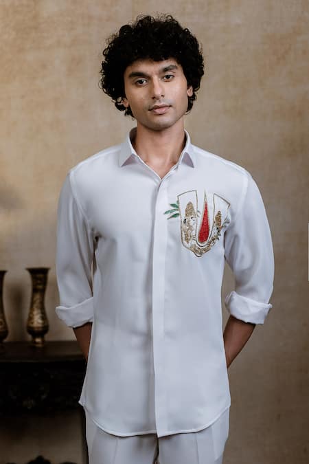 Hilo Design Sri Vari Sutra Embroidered Cotton Shirt 
