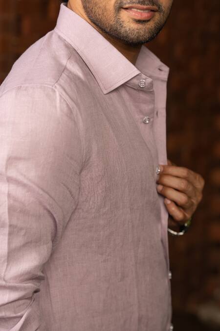 Buy_Hilo Design_Pink Linen Seafoam Serenity Shirt _Online_at_Aza_Fashions