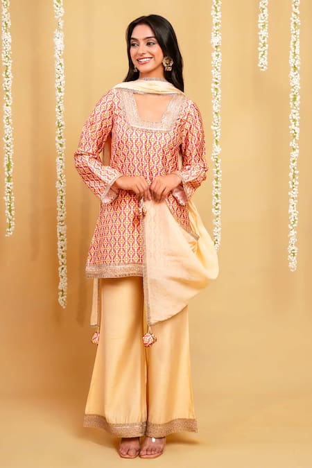 Grass & Sunshine Rose Twilight Printed Kurta Sharara Set 