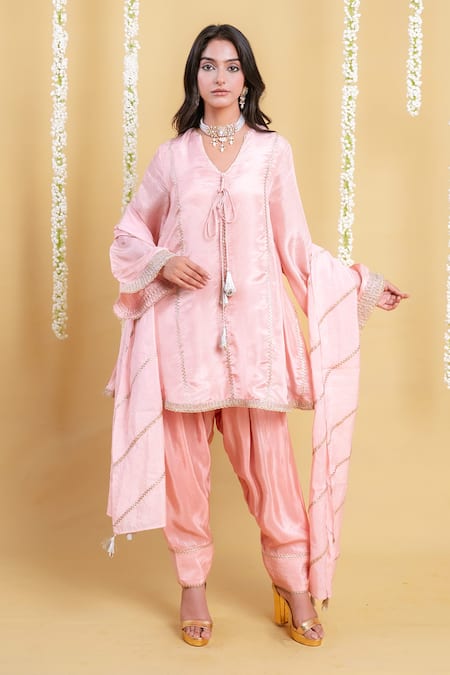 Grass & Sunshine Blush Horizon Bell Sleeve Kurta Set 