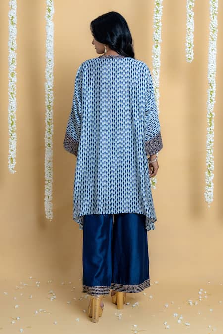 Grass & Sunshine Indigo Breeze Asymmetric Kurta & Palazzo Set 