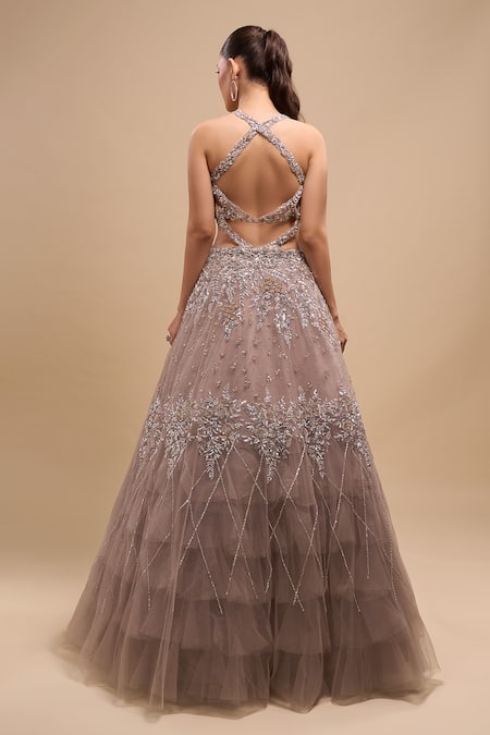 Azeera Sequin Embroidered Ball Gown 
