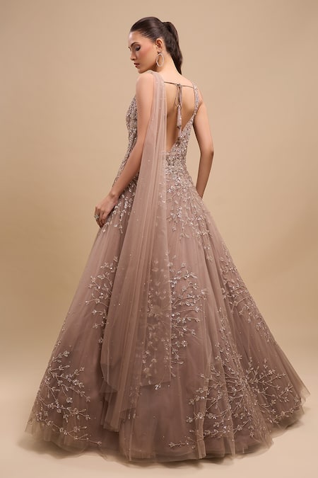 Azeera Sequin Work Ball Gown 