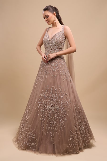 Azeera Sequin Work Ball Gown 