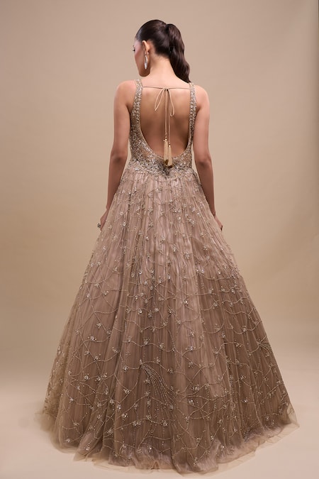 Azeera Net Sequin Embroidered Gown 