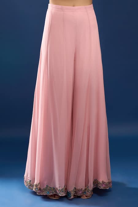 Azeera Pink Net, Georgette Embroidery, Sequins, Zari Round Neck Kurta Sharara Set Online at Aza Fashions Azeera_Pink Net, Georgette Embroidery, Sequins, Zari Round Neck Kurta Sharara Set _Online_at_Aza_Fashions