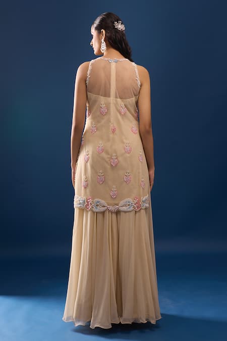 Azeera Ivory Embroidered Kurta Sharara Set 