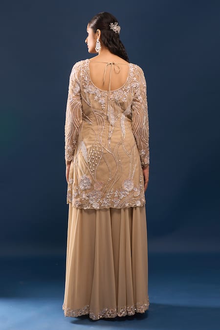 Azeera Ivory Embroidered Kurta Sharara Set 