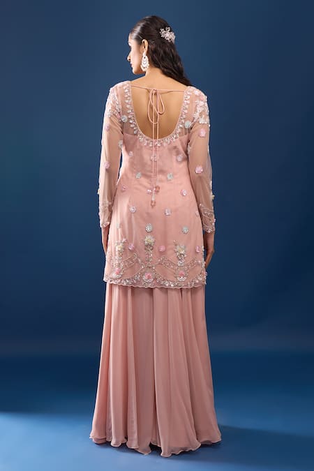 Azeera Pink Embroidered Kurta Sharara Set 