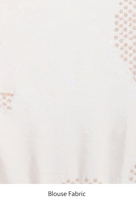 Azeera_Ivory Tissue Embroidery, Sequins, Zari Saree With Unstitched Blouse Piece _at_Aza_Fashions