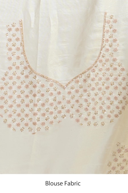 Buy_Azeera_Gold Tissue Embroidery, Zari, Sequins Saree With Unstitched Blouse Piece _Online_at_Aza_Fashions