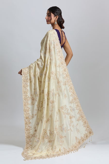 Azeera Gold Tissue Saree With Unstitched Blouse Piece 