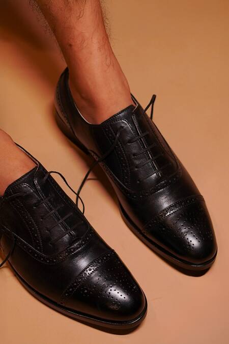 Dmodot_Black Assasino Leather Oxford Shoes _Online_at_Aza_Fashions