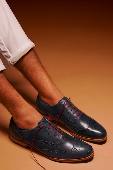 Dmodot Azzurro Rosso Brogue Oxford Shoes  
