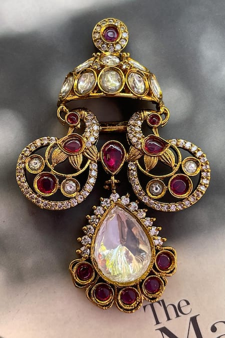 Saga Jewels Kundan Polki Floral Brooch 
