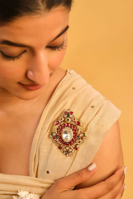 Saga Jewels Polki & Zircon Detailing Brooch 