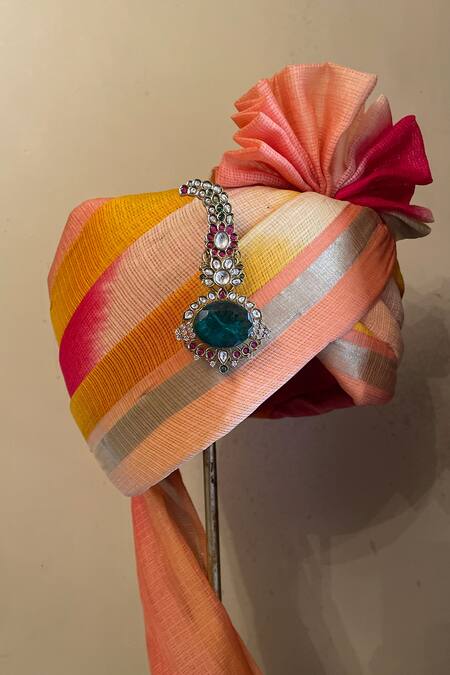 Saga Jewels_Green Emerald Kundan And Polki Kalangi _Online_at_Aza_Fashions