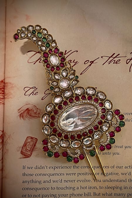 Saga Jewels Polki & Kundan Studded Paisley Kalangi 