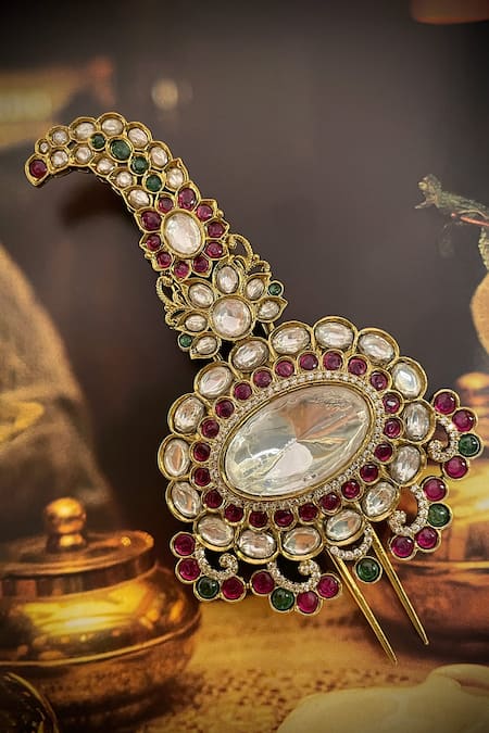 Saga Jewels Polki & Kundan Studded Paisley Kalangi 