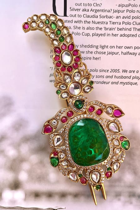 Saga Jewels Emerald Zircon Kundan Polki Kalangi 