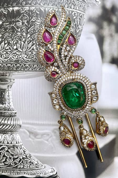 Saga Jewels Feather Style Kundan & Polki Kalangi 