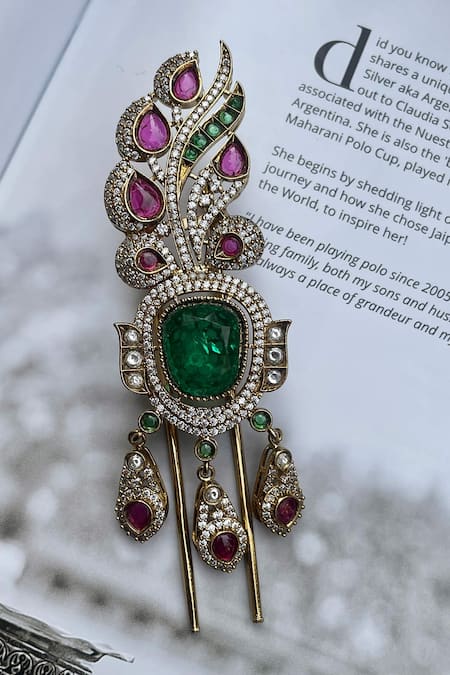 Saga Jewels Feather Style Kundan & Polki Kalangi 