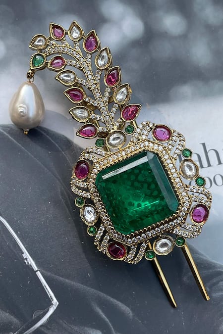 Saga Jewels Emerald, Ruby & Pearl Kundan Polki Kalangi 