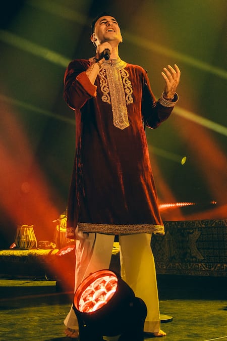 Punit Balana Velvet Embroidered Kurta & Trouser Set 