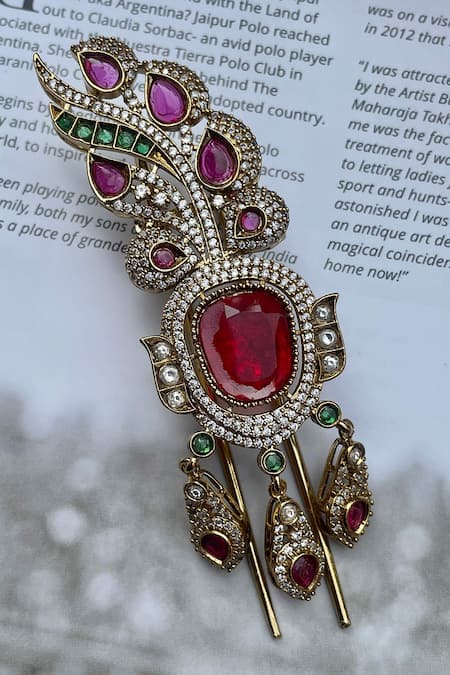 Saga Jewels Stone Embellished Kundan & Polki Kalangi 