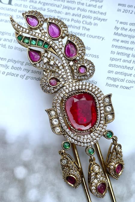 Saga Jewels Stone Embellished Kundan & Polki Kalangi 