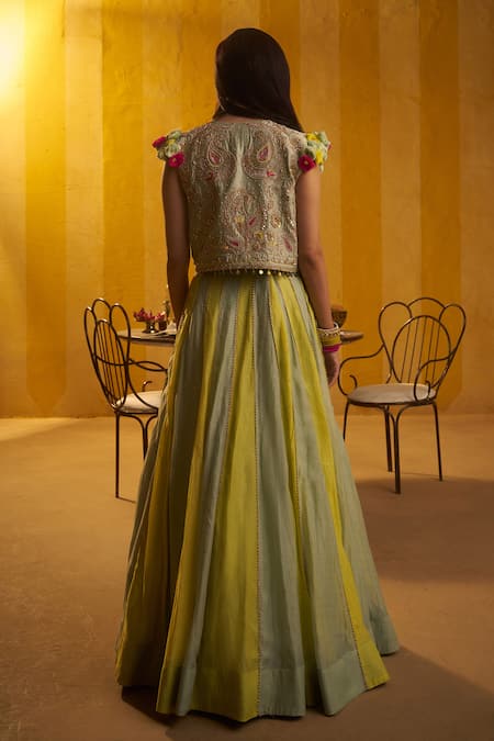 Hirika & Dhruti Embroidered Crop Jacket & Lehenga Set 