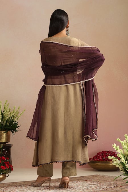 Trendy Tokari Crushed Tissue Straight Kurta Pant Set 