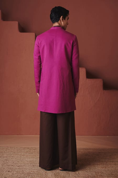 Saphed Orchid Cotton Linen Long Jacket 