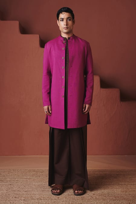 Saphed Orchid Cotton Linen Long Jacket 