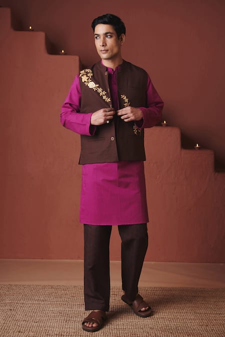 Saphed Coffee Nehru Jacket 