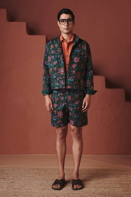 Saphed Paan Chintz Print Trucker Jacket 