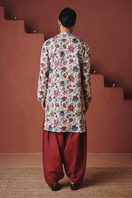 Saphed Beige Chintz Print Kurta 