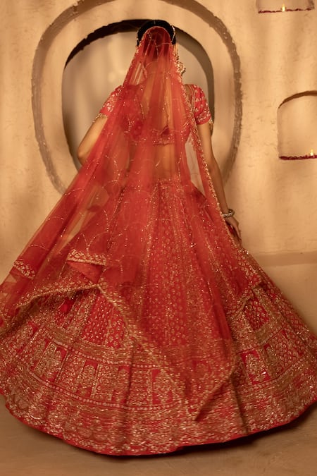 Amaltas Couture Jaal Hand Embroidered Bridal Lehenga Set 