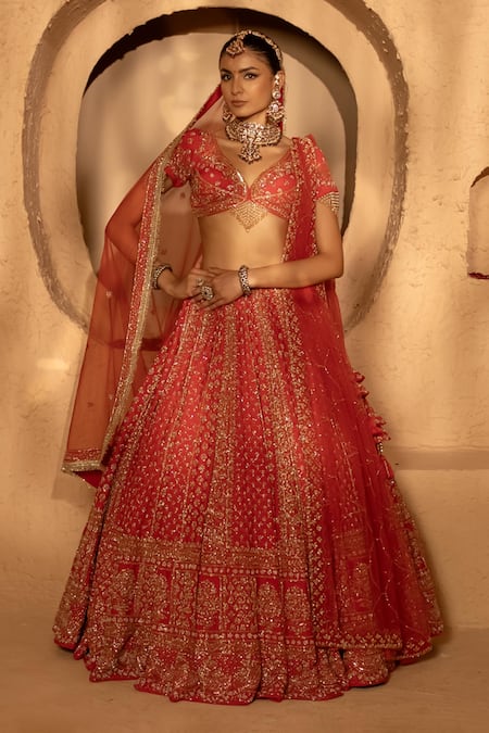 Amaltas Couture Jaal Hand Embroidered Bridal Lehenga Set 