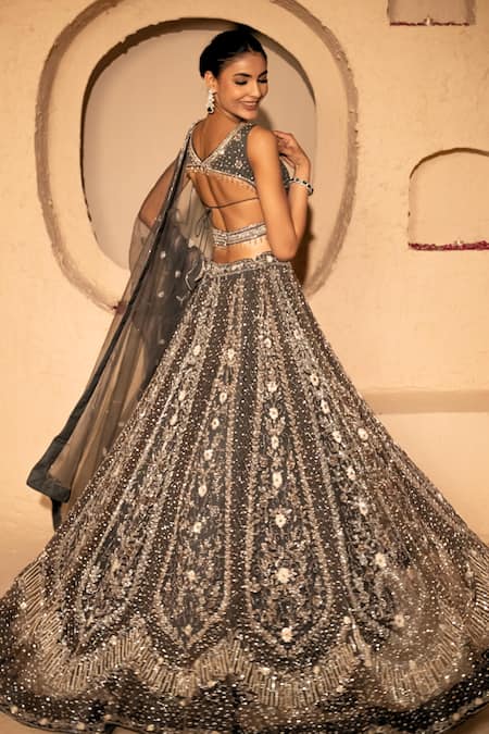 Amaltas Couture Floral & Geometric Embroidered Lehenga Set 