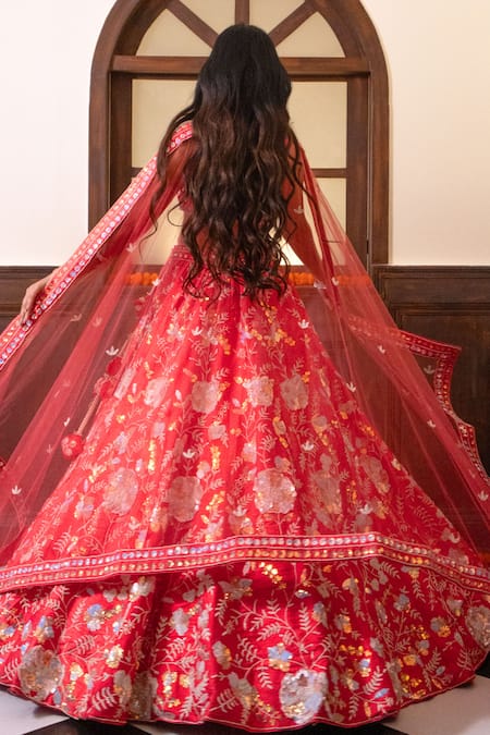 Amaltas Couture Botanical Embroidered Lehenga Set 