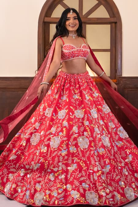 Amaltas Couture Botanical Embroidered Lehenga Set 