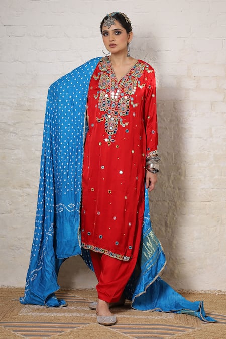 Sheeshakari Paisley Mirror Work Kurta Salwar Set 