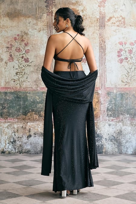 SAANJH BY LEA Shaina Rhinestone Slit Skirt With Blouse 