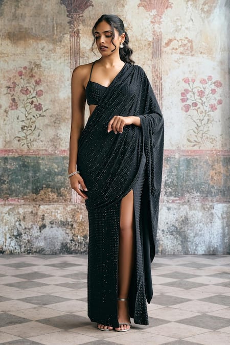 SAANJH BY LEA Shaina Rhinestone Slit Skirt With Blouse 